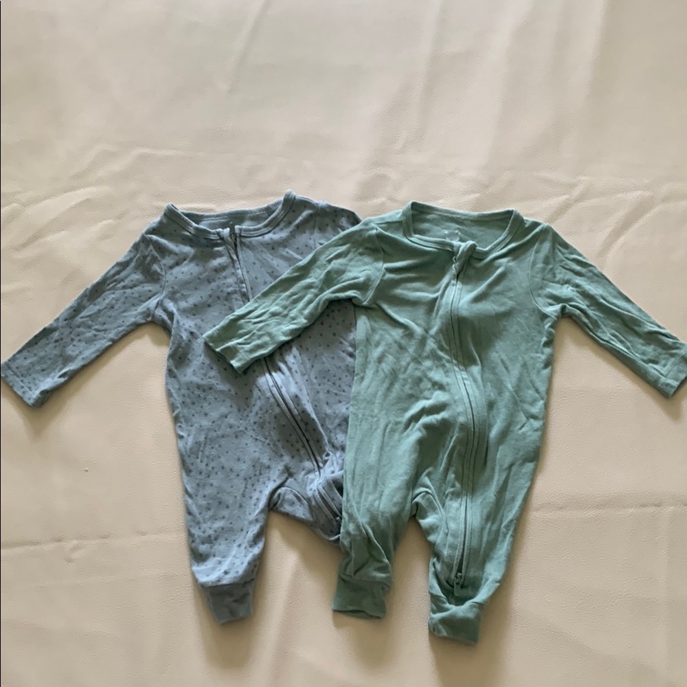 Kids Soft One Pieces in Blue and Green - Cloud Island 0/3 months